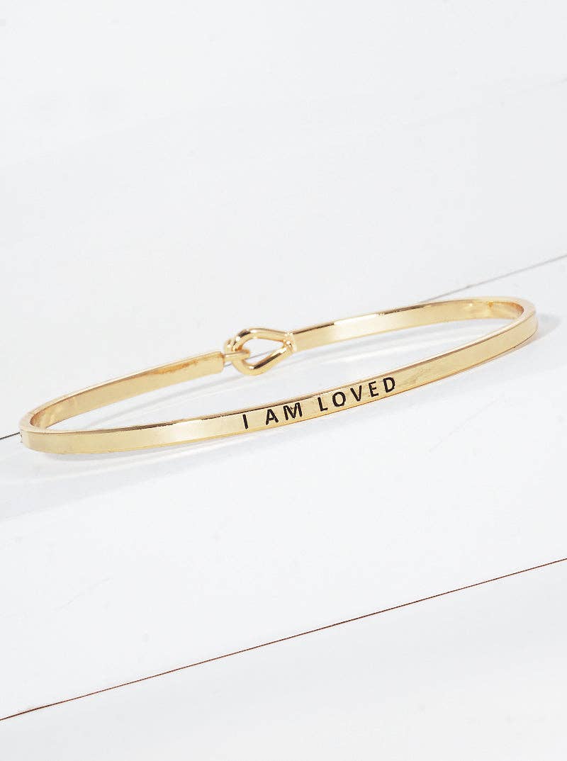 I Am Loved Engraved Inspirational Bangle Bracelet