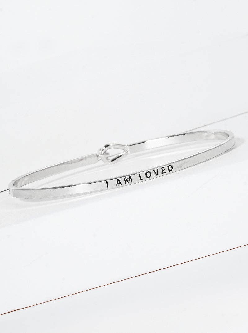 I Am Loved Engraved Inspirational Bangle Bracelet