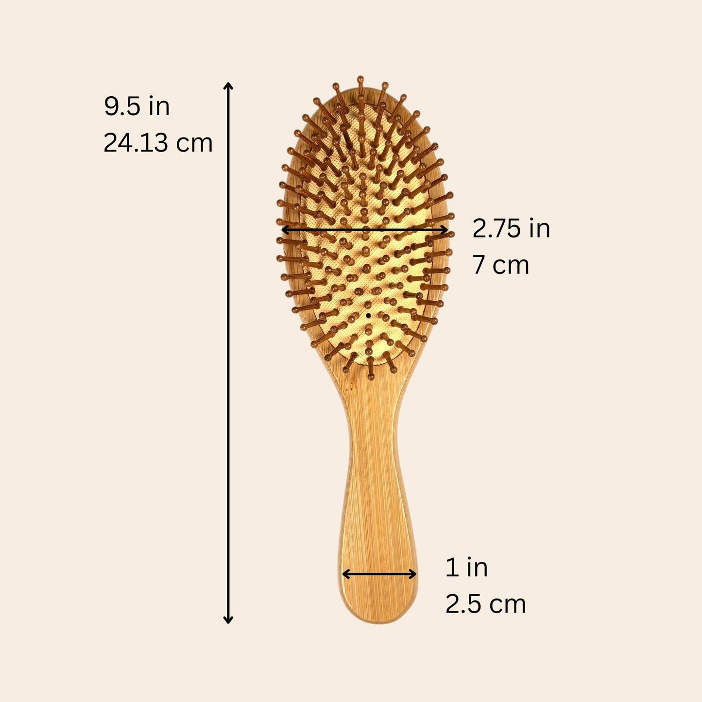 Bamboo Paddle Hairbrush measurements