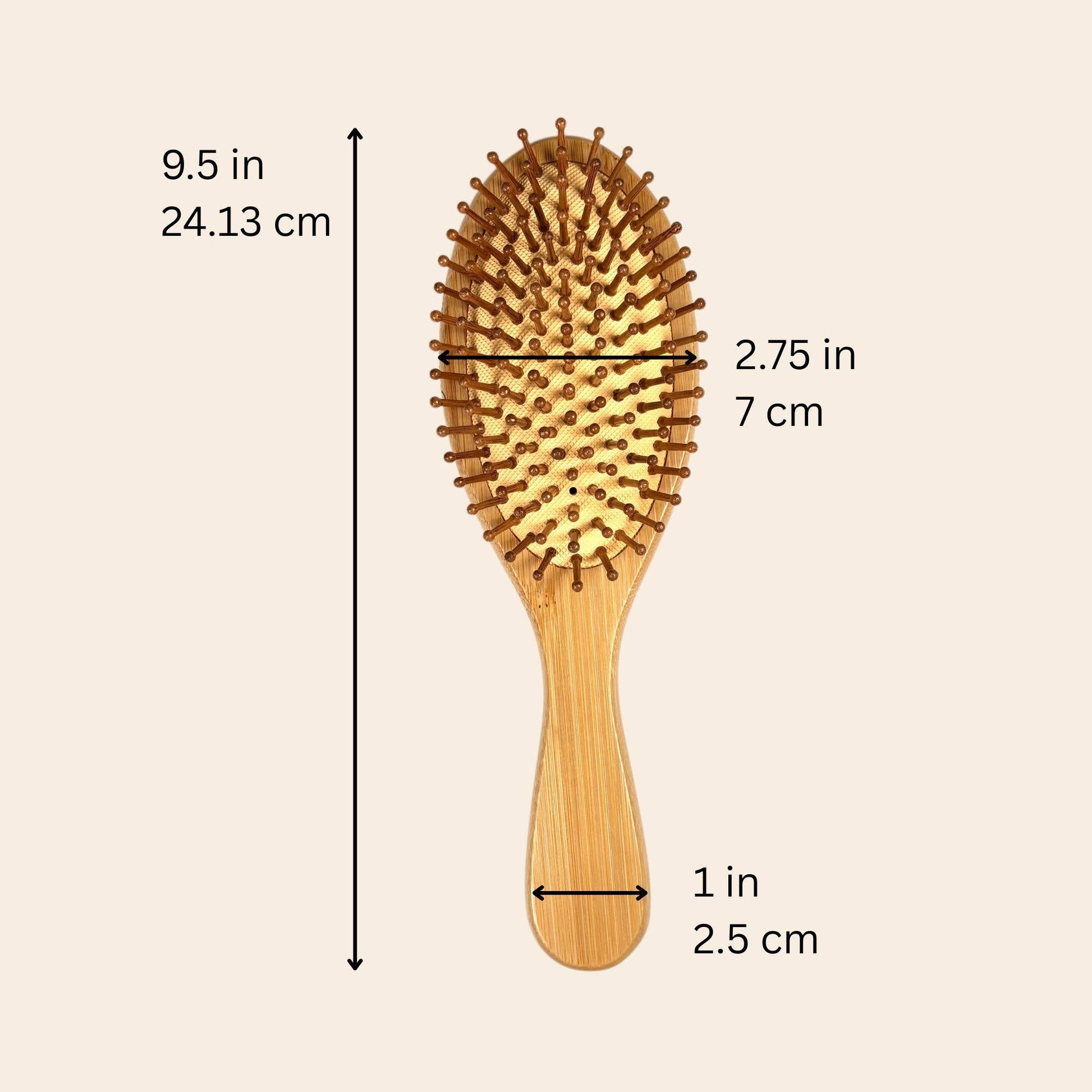 Bamboo Paddle Hairbrush measurements