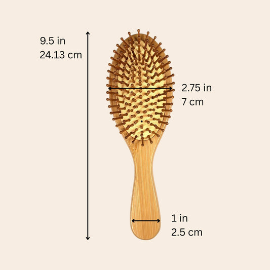 Bamboo Paddle Hairbrush measurements