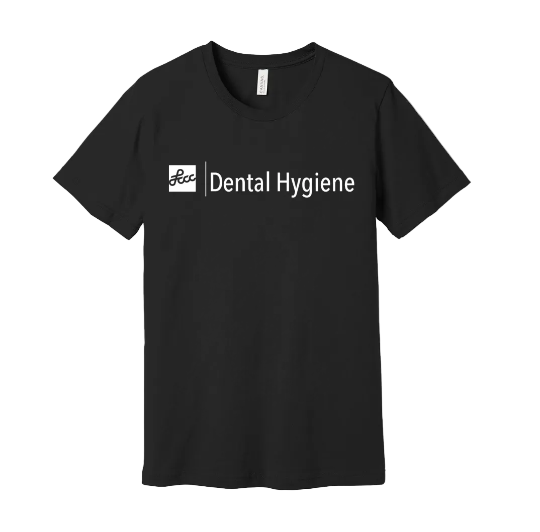 Black t-shirt with 'Dental Hygiene' text in white