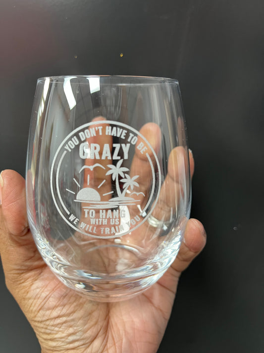 Engraved Stemless Wine Glass