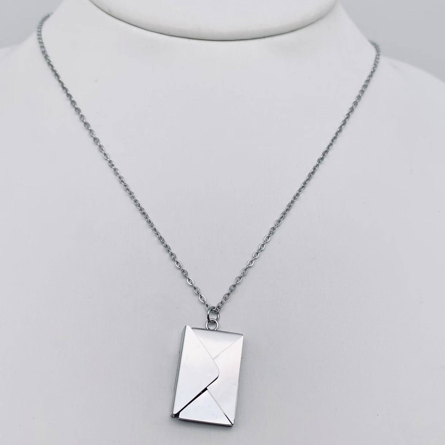Silver necklace with Openable Envelope Pendant