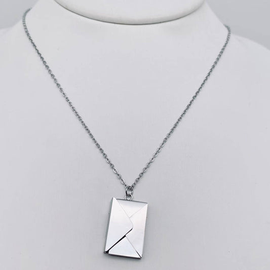 Silver necklace with Openable Envelope Pendant