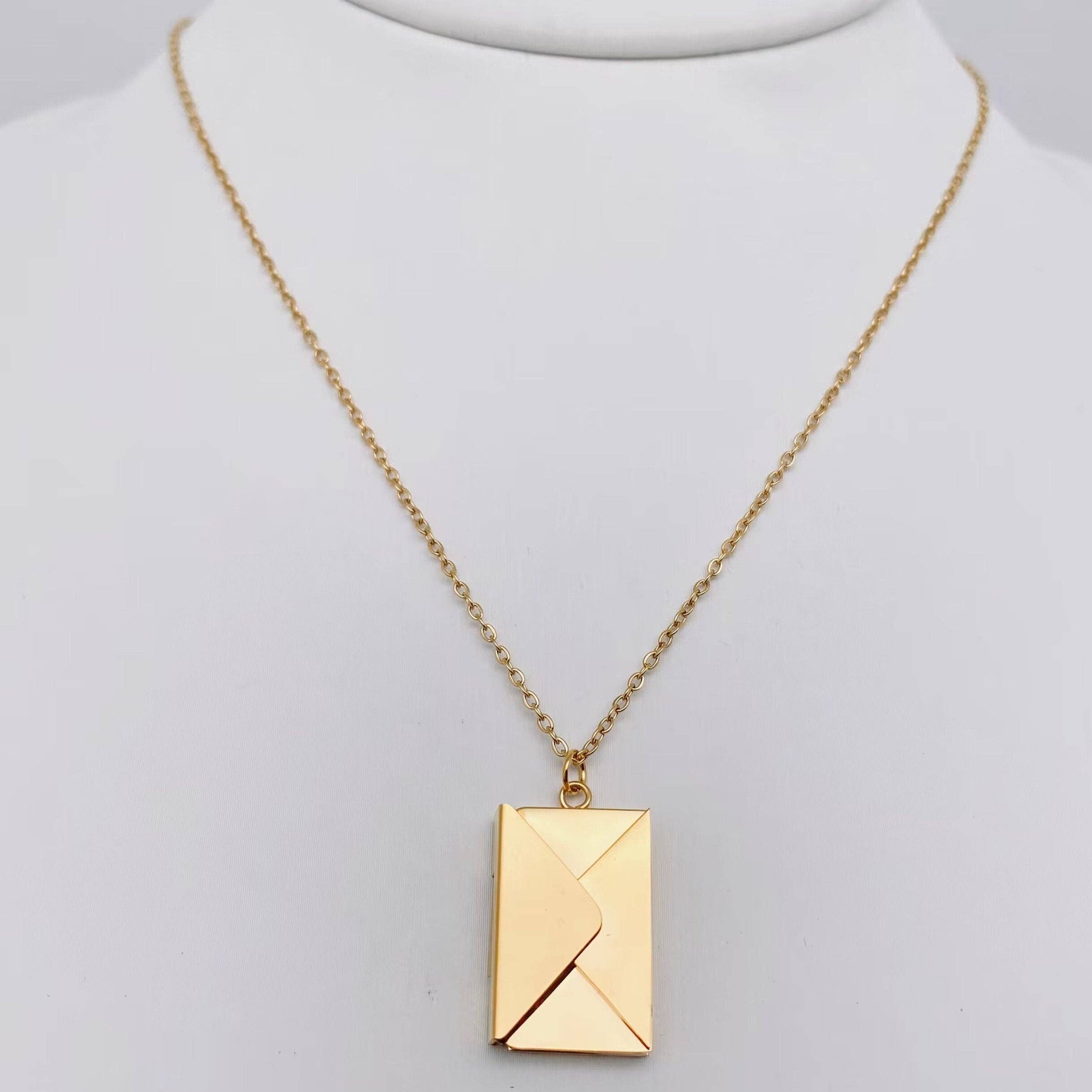 Gold necklace with Openable Envelope Pendant
