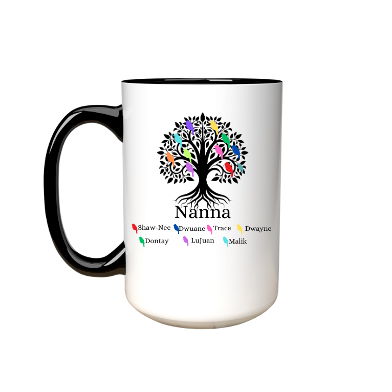 15oz Family Mug with family tree and names 